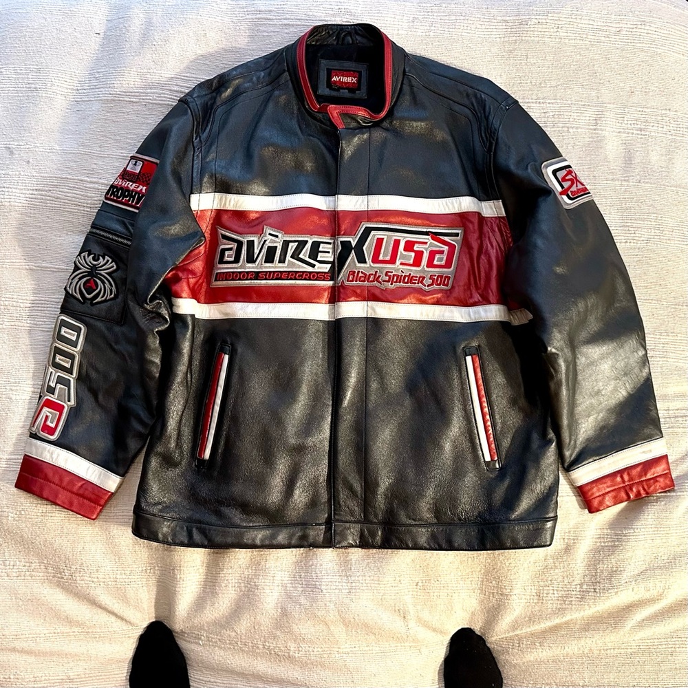 Vintage Avirex 90’s Supercross Black Spider leather jacket